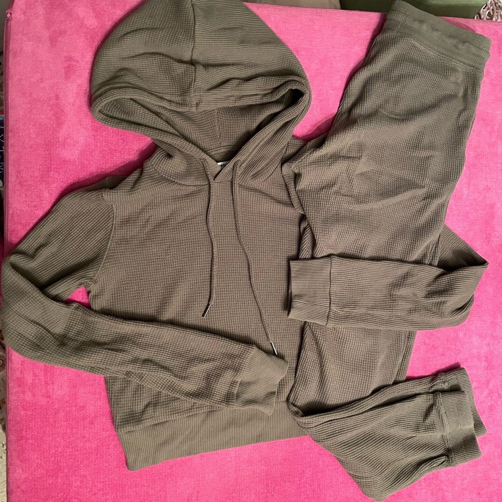 Streetwear Society Waffle Knit Green Jogger Set Medium